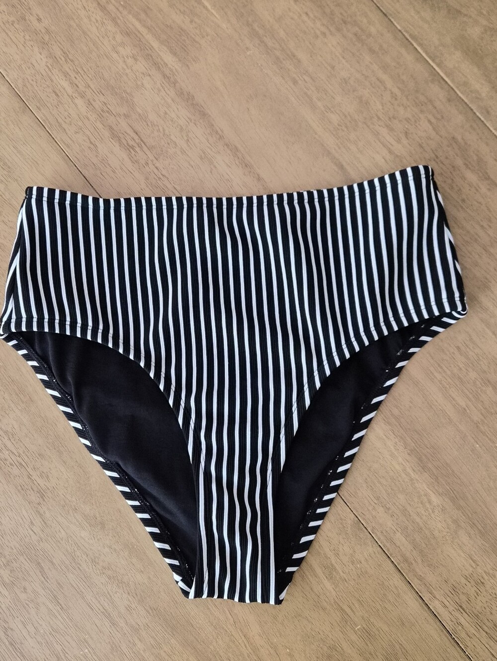 Apt. 9 High-Waist Black & White Vertical Stripe Bikini Bottom
